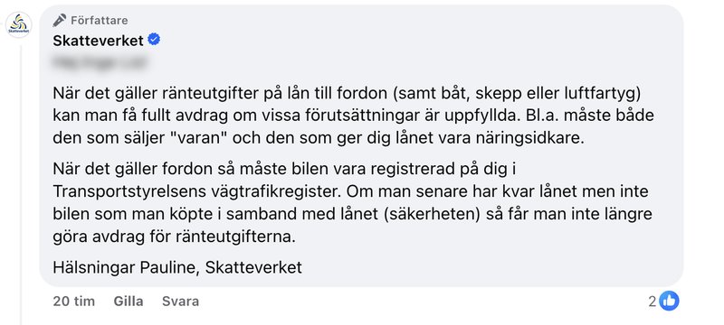 Foto: Skärmavbild Facebook/Skatteverket Foto: Skärmavbild Facebook/Skatteverket
